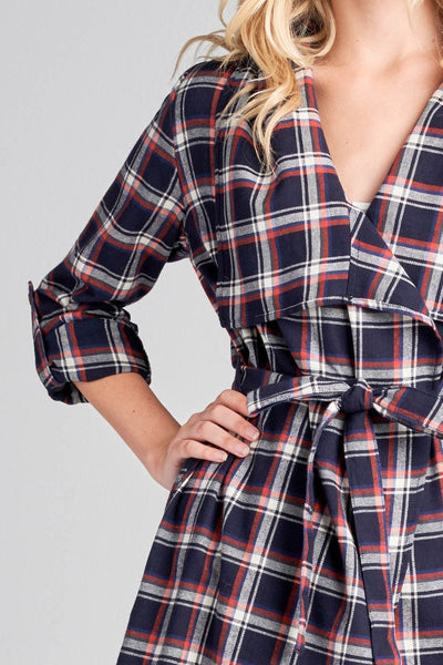 Plaid Cotton Rolled Sleeve Jacket
