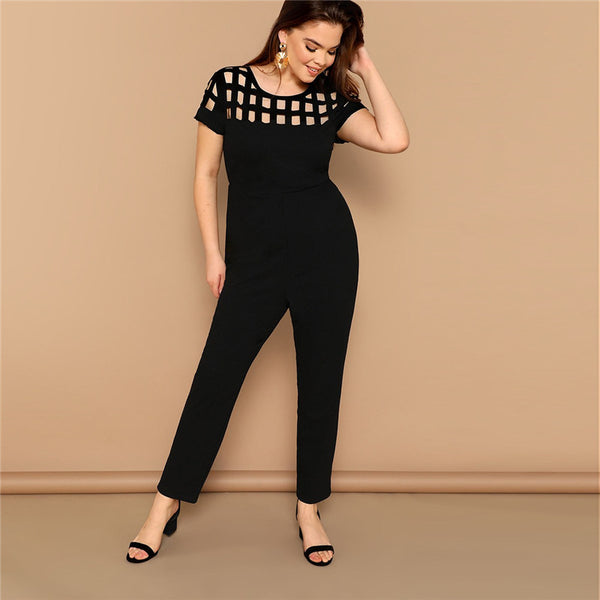 Black Cut Out Detail Jumpsuit Plus Size Resort Wear