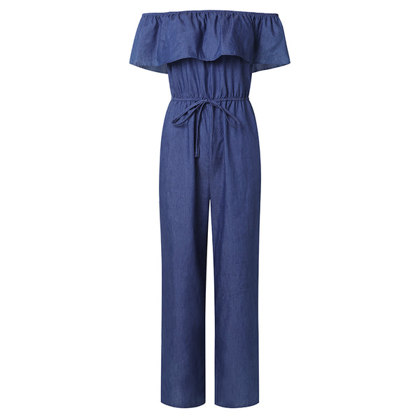 Denim Blue Jeans Romper Jumpsuit Resort Wear Plus Sizes