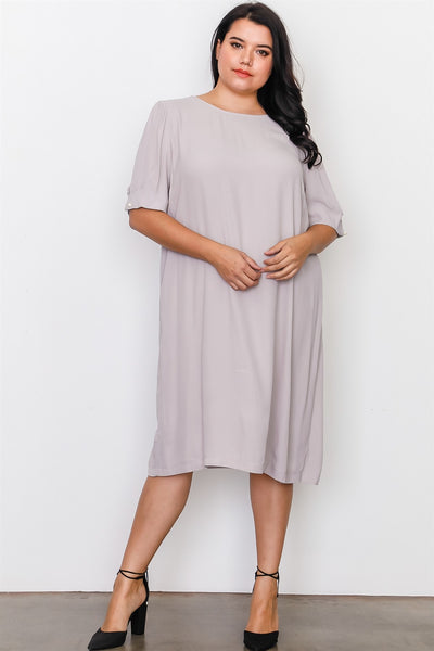 Relaxed Fit Short Sleeve Midi Dress